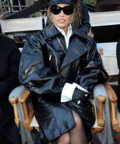 Miley Cyrus 2026 Black Leather Coat