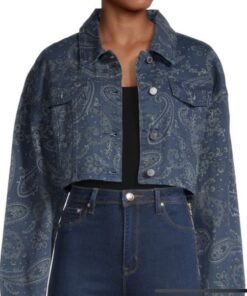 DANIELLE BERNSTEIN Paisley-Print Cropped Denim Jacket