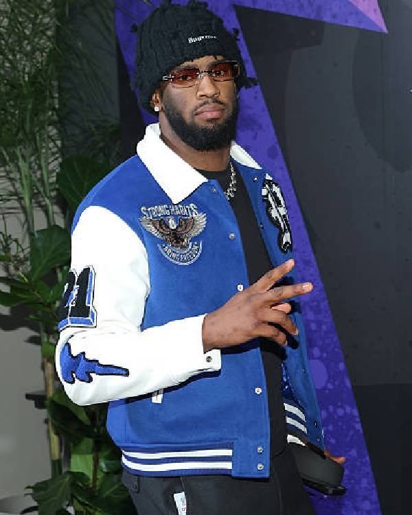Brian Burns Blue Varsity Jacket Brian Burns Blue Varsity Jacket