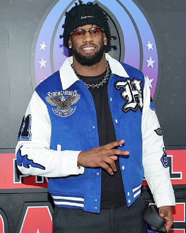 Brian Burns Blue Varsity Jacket Brian Burns Blue Varsity Jacket