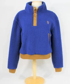 HLSR Women Sherpa Snap Pullover Blue Jacket