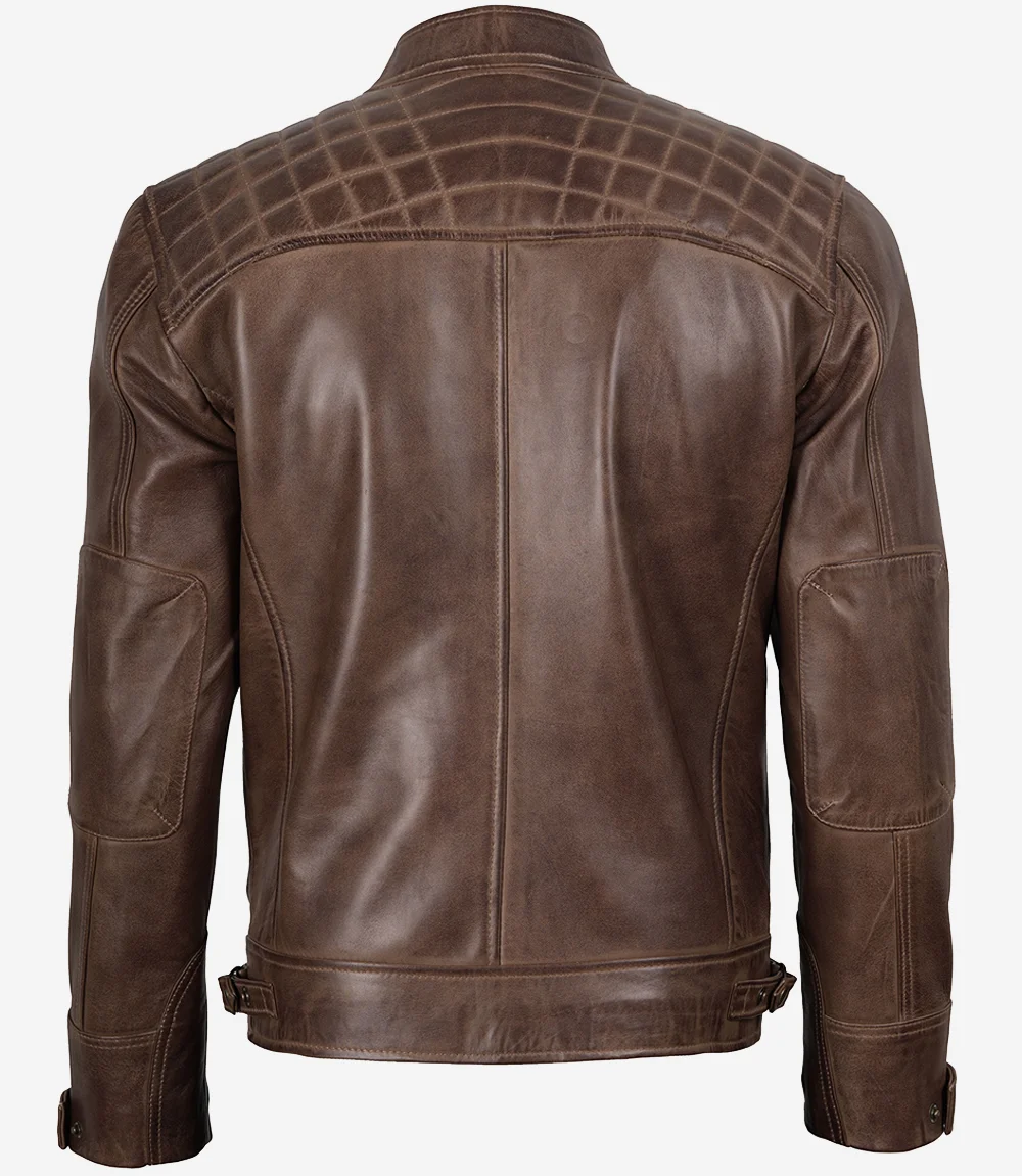Chocolate Brown Cafe Racer Men's Leather Jacket Chocolate Brown Cafe Racer Men's Leather Jacket