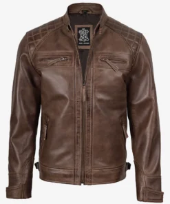 Chocolate Brown Cafe Racer Men's Leather Jacket
