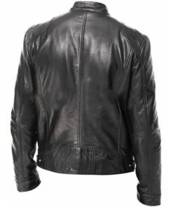 Cafe Racer Men's Motorcycle Biker Genuine Soft Sheep Skin Leather Jacket