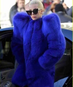 Lady Gaga Faux Fur Blue Coat