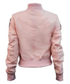 Womens Light Pink Top Gun Vegan Leather Jacket