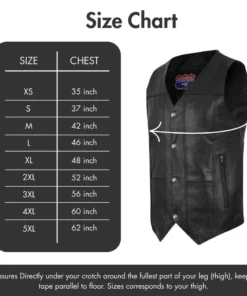 Men's Black Classic V-Neck Leather Motorcycle Vest | Biker Rider Apparel & Gear