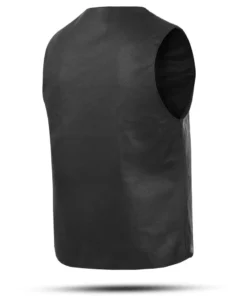 Men's Black Classic V-Neck Leather Motorcycle Vest | Biker Rider Apparel & Gear