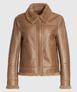 Monica Shearling Fur Lined Brown Jacket