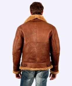 Men’s Brown Aviator Genuine Fur Leather Bomber Jacket