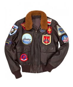 Top Gun Tom Cruise Bomber Leather Jacket with Removable Fur