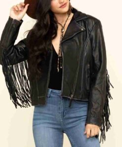 Womens Black Fringe Jacket