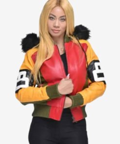 Womens 8 Ball Bomber Leather Jacket