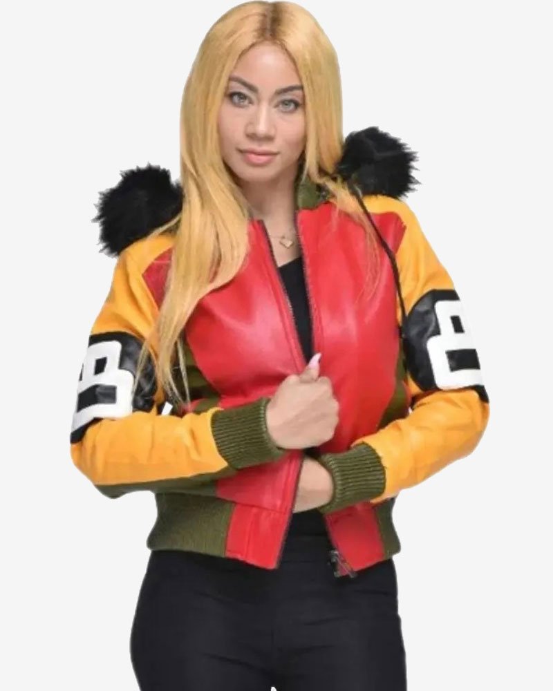 Womens 8 Ball Bomber Leather Jacket Womens 8 Ball Bomber Leather Jacket