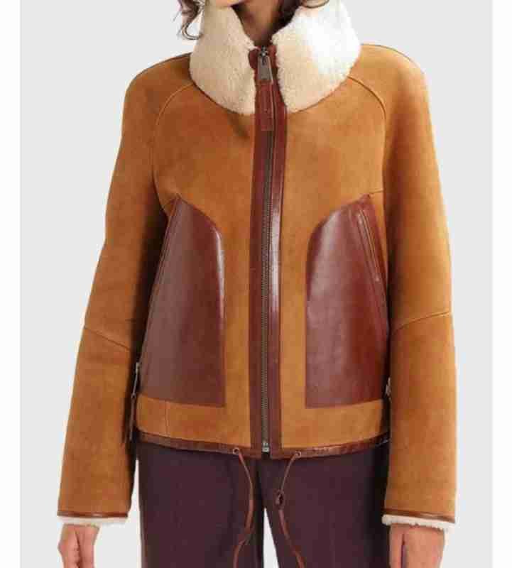Womens Shearling Collar Brown Leather Jacket Womens Shearling Collar Brown Leather Jacket
