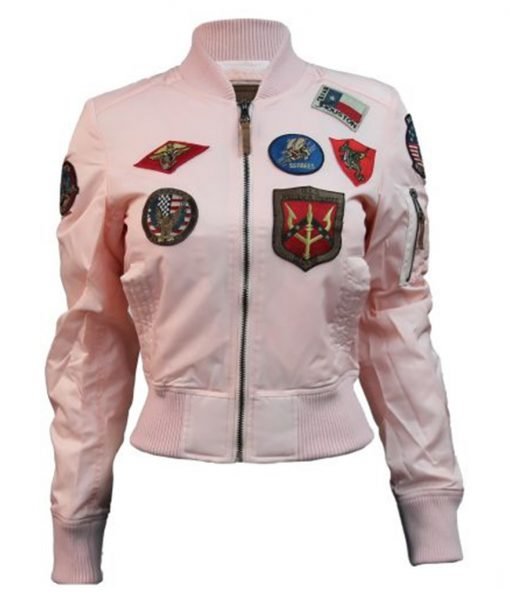 Womens Light Pink Top Gun Vegan Leather Jacket Womens Light Pink Top Gun Vegan Leather Jacket
