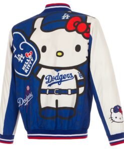 Men's Los Angeles Dodgers x Hello Kitty JH Design Royal Full-Zip Nylon Bomber Jacket