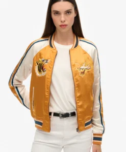 Superdry & Co IKAJAN EMBROIDERED - Bomber Jacket - golden ochre yellow