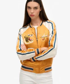 Superdry & Co IKAJAN EMBROIDERED - Bomber Jacket - golden ochre yellow