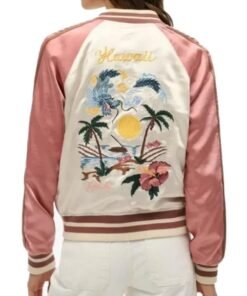 Superdry Suikajan Pink Hawaii Print Bomber Jacket