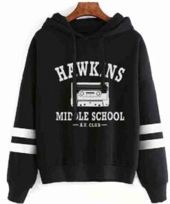 Hawkins Stranger Things Black and White Hoodie