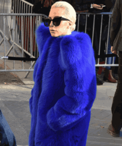 Lady Gaga Faux Fur Blue Coat