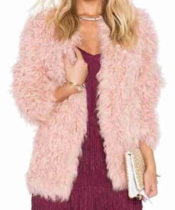 Womens Pink Lamb Fur Jacket