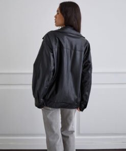 PU Jacket Black Leather for Women