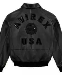 Men's Black Avirex Real Leather Bomber Jacket American Flight Leather Jacket