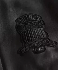 Men's Black Avirex Real Leather Bomber Jacket American Flight Leather Jacket