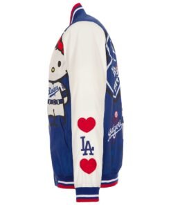 Men's Los Angeles Dodgers x Hello Kitty JH Design Royal Full-Zip Nylon Bomber Jacket