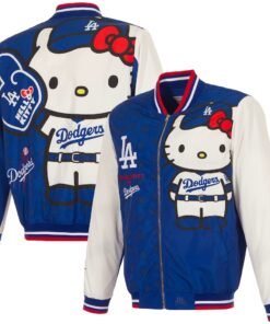 Men's Los Angeles Dodgers x Hello Kitty JH Design Royal Full-Zip Nylon Bomber Jacket