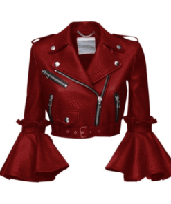 Womens Stylish Maroon Cropped Leather Jacket