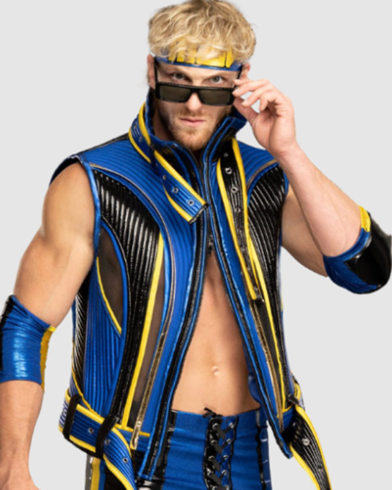 Logan Paul Wrestlemania 39 Blue Leather Vest Logan Paul Wrestlemania 39 Blue Leather Vest