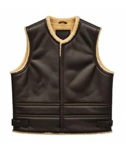 Italian Genuine Shearling Leather Vest With Soft Wool Lining
