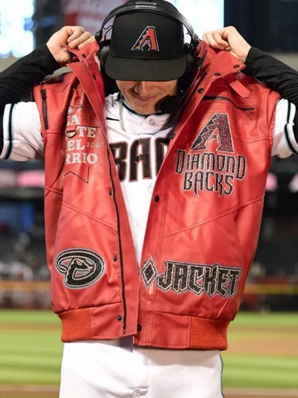 Jake McCarthy Arizona Diamondbacks Red Leather Vest Jake McCarthy Arizona Diamondbacks Red Leather Vest
