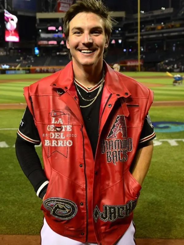 Jake McCarthy Arizona Diamondbacks Red Leather Vest Jake McCarthy Arizona Diamondbacks Red Leather Vest