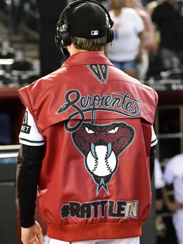 Jake McCarthy Arizona Diamondbacks Red Leather Vest Jake McCarthy Arizona Diamondbacks Red Leather Vest