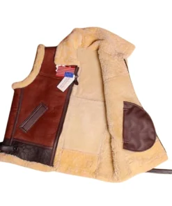 Italian Genuine Shearling Leather Vest With Soft Wool Lining