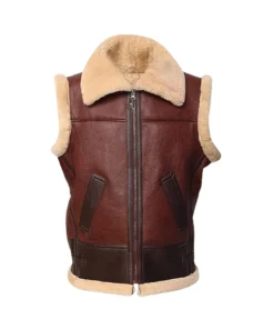 Italian Genuine Shearling Leather Vest With Soft Wool Lining