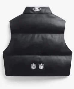 San Francisco 49ers Faux Leather Cropped Puffer Vest