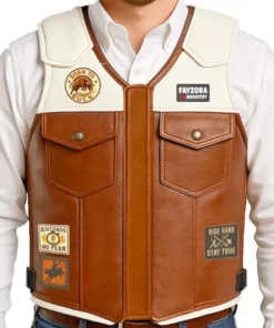 Rodeo Western Bull Riding Leather Vest