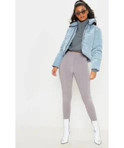 Blue Cropped Puffer Jacket