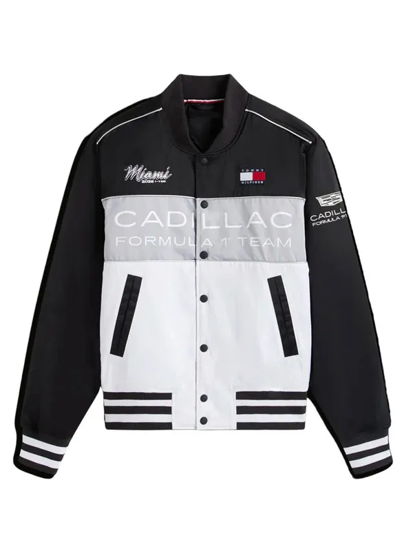 Cadillac F1 Team Miami Varsity Bomber Jacket Cadillac F1 Team Miami Varsity Bomber Jacket