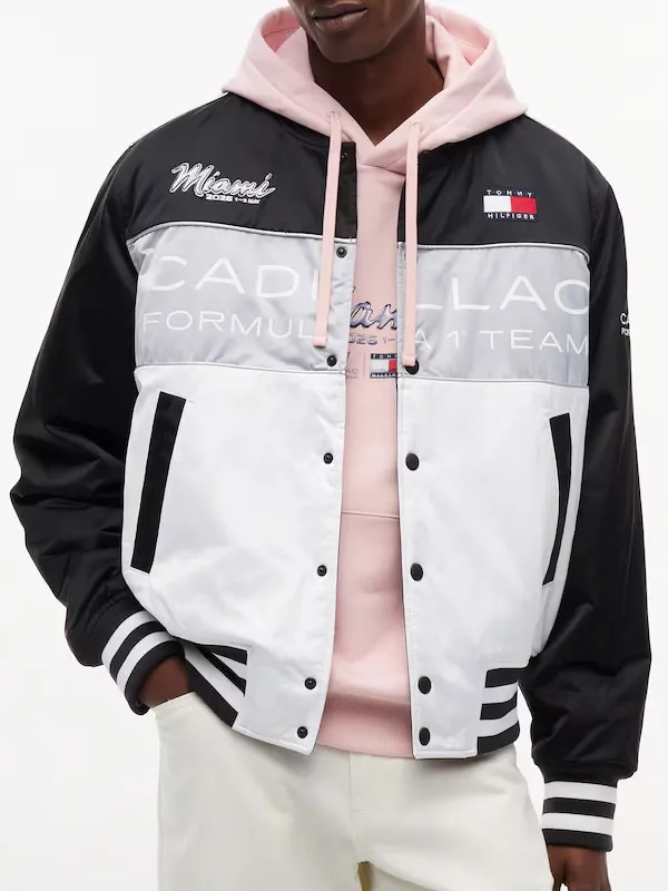 Cadillac F1 Team Miami Varsity Bomber Jacket Cadillac F1 Team Miami Varsity Bomber Jacket