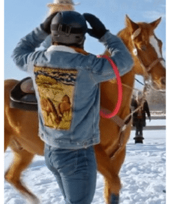 A Wild West Christmas Joey Scarpellino Horse Printed Denim Jacket