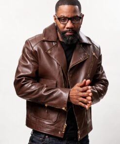 Men’s Kai Classic Biker Leather Jacket Brown