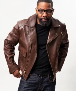 Men’s Kai Classic Biker Leather Jacket Brown
