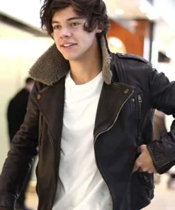 Harry Styles Shearling Biker Leather Jacket