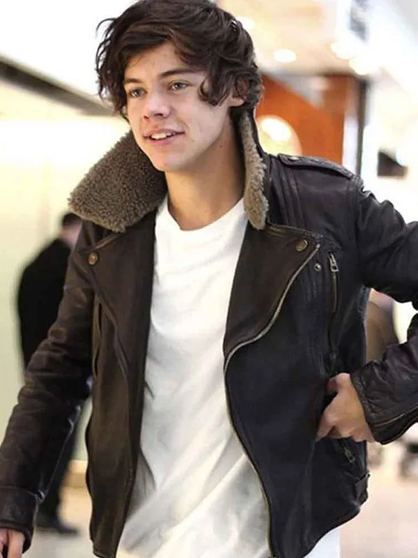 Harry Styles Shearling Biker Leather Jacket Harry Styles Shearling Biker Leather Jacket